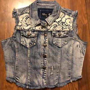 Blue Jean with lace Accents Vest